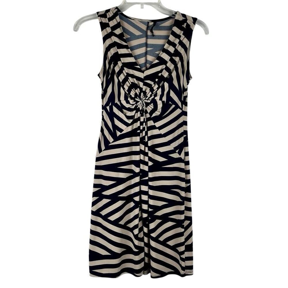 Daisy Fuentes Blue Tan Geometric Tank Sleeve Mini Dress Petite Extra Small